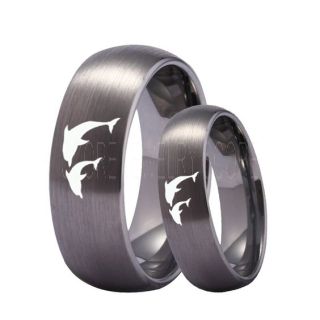 Dolphins Ring, Dolphin Heart Ring, Dolphin Wedding Ring, Dolphin Wedding Band, Marine Life Ring, Bottlenose Dolphins Ring, Silver Tungsten Ring, Silver Wedding Band, Ocean Life Wedding Band