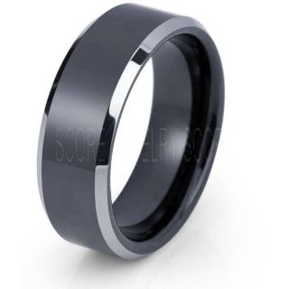 Football Ring, New York Ring, Black Tungsten Wedding Band, Black Tungsten Ring, 8mm Wedding Band