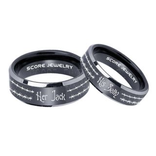 Jack and Sally Rings, Jack and Sally Wedding Bands, Black Tungsten Rings, Black Tungsten Wedding Bands, Jack and Sally Wedding Rings
