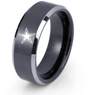 Texas Ring, Texas Football Ring, Dallas Ring, Football Ring, Black Tungsten Ring, Black Tungsten Wedding Ring, Black Wedding Ring, Dallas Football Ring, Dallas Football Wedding Ring