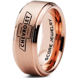 Chevrolet Ring, Chevy Ring, Bowtie Ring, Chevy Bowtie Ring, Chevy Wedding Ring, 14K Rose Gold Chevy Wedding Band, Chevrolet Wedding Ring, Chevrolet Wedding Band