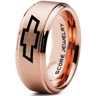 Chevrolet Ring, Chevy Ring, Bowtie Ring, Chevy Bowtie Ring, Chevy Wedding Ring, 14K Rose Gold Chevy Wedding Band, Chevrolet Wedding Ring, Chevrolet Wedding Band