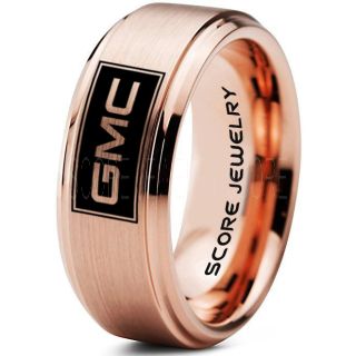 GMC Ring, GM ring, Truck Ring, Trucker Ring, Pickup Truck Ring, GM Ring, 14K Rose Gold Tungsten Ring, Rose Gold Tungsten Wedding Band, Rose Gold Wedding Band
