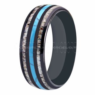 Turquoise Ring, Turquoise Wedding Band, Antler Ring, Antler Wedding Band, Deer Antler Ring, Black Tungsten Wedding Band, Turquoise Tungsten Wedding Ring, Tungsten Ring