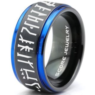 Mandalorian Ring, 10mm Star Wars Ring, Customize Your Own Text in Mandalorian, Star Wars Wedding Band, Black Mandalorian Wedding Ring, Black Tungsten Band, Mandalorian Wedding Band, Star Wars Wedding Ring, Star Wars Mandalorian Jewelry