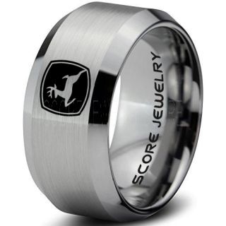 John Deere Ring, Farmer Ring, Agriculture Ring, Construction Machinery Ring, John Deere Jewelry, John Deere Machinery Ring, Farmer Tungsten Wedding Ring, Silver Tungsten Ring