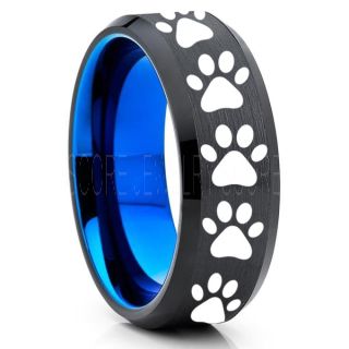 Cat Paws Ring, Kitten Ring, Kitten Paw Ring, Black Cat Paws Ring, 8mm Kitten Ring, Cat Paw Jewelry, Cat Paws Wedding Band, Cat Lover Ring, Black Tungsten Ring, Black Wedding Band, Cat Lover Jewelry