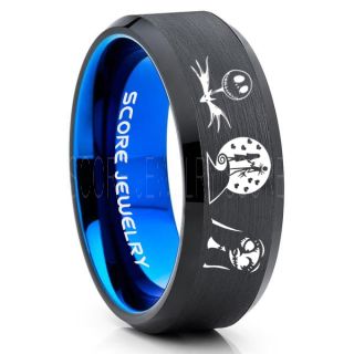 Jack and Sally Ring, Jack and Sally Wedding Band, We're Simply Meant To Be Ring, Black Tungsten Ring, Black Tungsten Wedding Band, Jack and Sally Wedding Ring