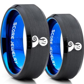 Jack and Sally Rings, Jack and Sally Wedding Bands, Black Tungsten Rings, Black Tungsten Wedding Bands, Jack and Sally Wedding Rings