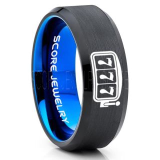 Lucky 7 Ring, Lucky 7 Jewelry, Casino Ring, Slot Machine Ring, Gaming Ring, Gaming Jewelry, Poker Ring, Blackjack Ring, Casino Jewelry, Joker Ring, Black Wedding Band