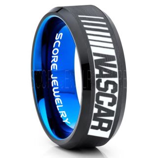NASCAR Ring, NASCAR Jewelry, Racing Ring, Racing Flag Ring, Checkered Flag Ring, Chequered Flag Ring, Black Tungsten Ring, Car Racing Ring, Black Wedding Band, Black Tungsten Ring