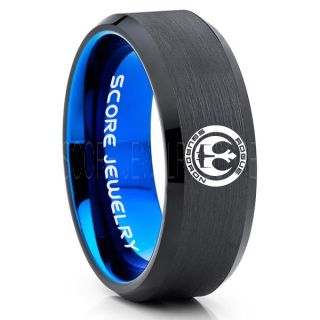 Rebel Alliance Ring, Star Wars Rebel Ring, Rogue Squadron Ring, Star Wars Ring, Star Wars Wedding Band, Black Rogue Squadron Wedding Ring, Black Tungsten Band, Rogue Squadron Wedding Band, Star Wars Wedding Ring, Star Wars Rogue Squadron Jewelry