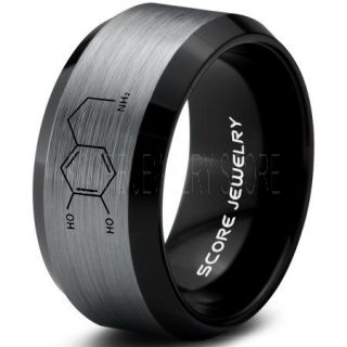 Dopamine Ring, Hormone Ring, Neurotransmitter Ring, Science Jewelry, Silver Wedding Ring, Silver Tungsten Ring, Silver Tungsten Wedding Band, Dopamine Jewelry