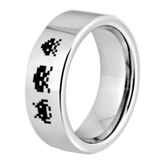 Player 1 Player 2 Rings, Retro Gamer Rings, Gamer Rings, Space Invaders Rings, Atari Rings, Nintendo Rings, Silver Tungsten Rings, Silver Wedding Bands, Couple Ring Set Gamer Rings
