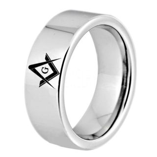 Masonic Tungsten Ring with Square & CompassFreemasonryFathers Day Gifts