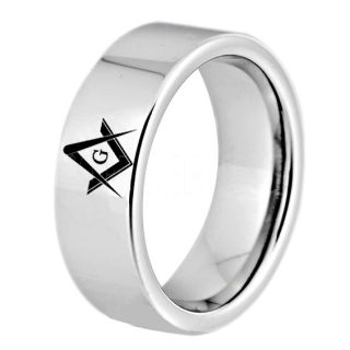 Freemason Ring, Freemason Jewelry, Freemasonry Jewelry, Silver Tungsten Band, Silver Tungsten Wedding Band, Freemasonry Ring, Square and Compasses Tungsten Ring