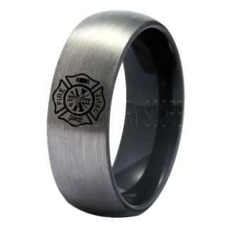 Fire Department Ring, Fireman Ring, Fireman Jewelry, Silver Tungsten Band, Silver Tungsten Wedding Band, Firefighter Ring, Fire Department Tungsten Ring