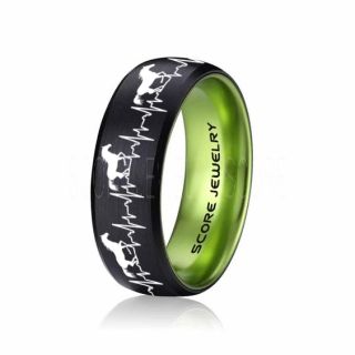 Mustang Ring, Horse Ring, Mustang Heartbeat Ring, Equestrian Ring, Horse Lovers Ring, Western Ring, Cowboys Ring, Black Tungsten Ring, Black Wedding Band, Horse Wedding Ring