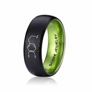 Dopamine Ring, Hormone Ring, Neurotransmitter Ring, Science Jewelry, Black Wedding Ring, Black Tungsten Ring, Black Tungsten Wedding Band, Dopamine Jewelry
