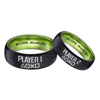 Player 1 Player 2 Rings, Gamer Rings, Black Tungsten Rings, Black Wedding Bands, Couple Ring Set Gamer Rings, Black Tungsten Bands