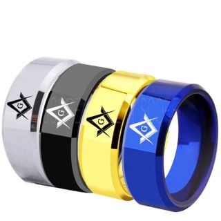 Freemason Ring, Freemason Jewelry, Freemasonry Jewelry, Blue Tungsten Band, Blue Tungsten Wedding Band, Freemasonry Ring, Square and Compasses Tungsten Ring