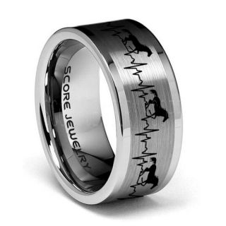 Mustang Ring, Horse Ring, Mustang Heartbeat Ring, Equestrian Ring, Horse Lovers Ring, Western Ring, Cowboys Ring, Silver Tungsten Ring, Silver Wedding Band, Horse Wedding Ring