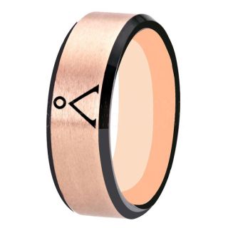Stargate Ring, Stargate Earth Ring, Earth Ring, Stargate Jewelry, Stargate Wedding Band, Stargate Wedding Ring, Rose Gold Tungsten Ring, 14K Rose Gold Wedding Ring