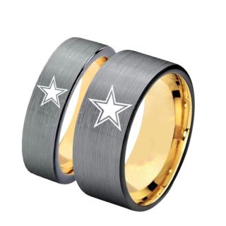 Texas Rings, Texas Football Rings, Dallas Rings, 2 Piece Couple Set Football Rings, Silver Tungsten Rings, Silver Tungsten Wedding Rings, Silver Wedding Rings, Dallas Football Rings, Dallas Football Wedding Rings