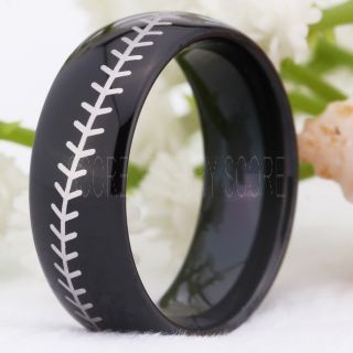 Baseball Ring, Baseball Stitch Pattern Ring, Black Tungsten Ring, Black Ring, Black Wedding Band, Black Wedding Ring, Baseball Stitch Ring, Black Wedding Band