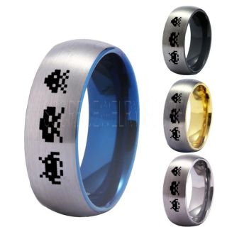Player 1 Player 2 Rings, Retro Gamer Rings, Gamer Rings, Space Invaders Rings, Atari Rings, Nintendo Rings, Silver Tungsten Rings, Silver Wedding Bands, Couple Ring Set Gamer Rings