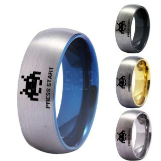Player 1 Player 2 Rings, Retro Gamer Rings, Gamer Rings, Space Invaders Rings, Atari Rings, Nintendo Rings, Silver Tungsten Rings, Silver Wedding Bands, Couple Ring Set Gamer Rings