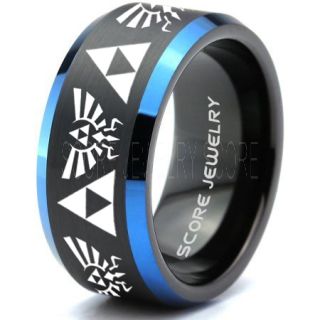 Legend of Zelda Ring, Zelda Triforce Ring, Black Zelda Wedding Ring, Black Tungsten Zelda Wedding Band, Black Tungsten Ring, Black Wedding Band, Gamer Ring