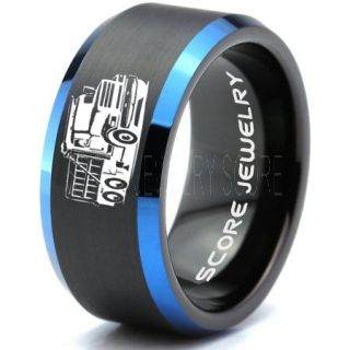Dump Truck Ring, Truck Driver Ring, Trucker Ring, Black Tungsten Ring, Trucker Jewelry, Truck Driver Wedding Band, Black Tungsten Band, Black Wedding Ring