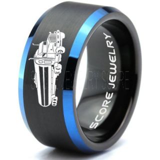 Tank Truck Ring, Tanker Ring, Fuel Truck, Truck Driver Ring, Trucker Ring, Black Tungsten Ring, Trucker Jewelry, Truck Driver Wedding Band, Black Tungsten Band, Black Wedding Ring