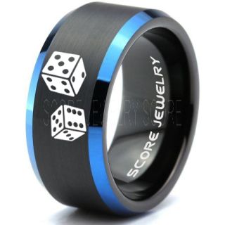 Craps Ring, Dice Ring, Dice Jewelry, Dice Wedding Ring, Poker Ring, Gaming Ring, Casino Ring, Joker Ring, Black Wedding Band, Black Tungsten Ring