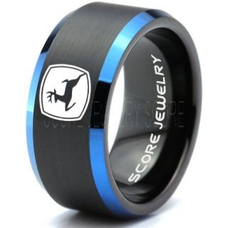 John Deere Ring, Farmer Ring, Agriculture Ring, Construction Machinery Ring, John Deere Jewelry, John Deere Machinery Ring, Farmer Tungsten Wedding Ring, Black Tungsten Ring