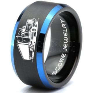 Truck Driver Ring, Trucker Ring, Black Tungsten Ring, Trucker Jewelry, Truck Driver Wedding Band, Black Tungsten Band, Black Wedding Ring