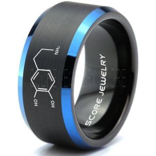 Dopamine Ring, Hormone Ring, Neurotransmitter Ring, Science Jewelry, Black Wedding Ring, Black Tungsten Ring, Black Tungsten Wedding Band, Dopamine Jewelry