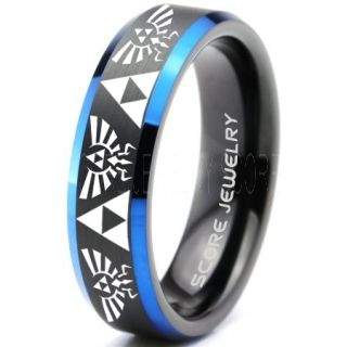 Legend of Zelda Ring, Zelda Triforce Ring, Black Zelda Wedding Ring, Black Tungsten Zelda Wedding Band, Black Tungsten Ring, Black Wedding Band, Gamer Ring