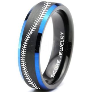 Baseball Ring, Baseball Stitch Pattern Ring, Black Tungsten Ring, Black Ring, Black Wedding Band, Black Wedding Ring, Baseball Stitch Ring, Black Tungsten Band