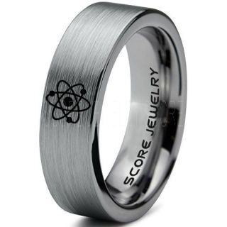 Atom Ring, Molecule Ring, Particle Ring, Biology Ring, Chemistry Ring, Physics Ring, Science Jewelry, Teacher Ring, Teacher Jewelry, Silver Tungsten Ring, Silver Ring, Silver Wedding Band