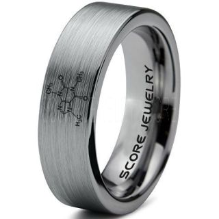 Caffeine Molecule Ring, Caffeine Ring, Molecule Ring, Biology Ring, Chemistry Ring, Science Jewelry, Teacher Ring, Teacher Jewelry, Silver Tungsten Ring, Silver Ring, Silver Wedding Band