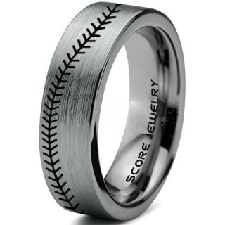 Baseball Ring, Baseball Stitch Pattern Ring, Silver Tungsten Ring, Silver Ring, Silver Wedding Band, Silver Wedding Ring, Baseball Stitch Ring, Silver Tungsten Band
