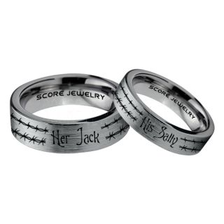 Jack and Sally Rings, Jack and Sally Wedding Bands, Silver Tungsten Rings, Silver Tungsten Wedding Bands, Jack and Sally Wedding Rings, Matching Couple Rings