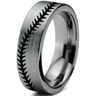 Baseball Ring, Baseball Stitch Pattern Ring, Silver Tungsten Ring, Silver Ring, Silver Wedding Band, Silver Wedding Ring, Baseball Stitch Ring, Silver Tungsten Band