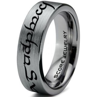 Elvish Ring, Tengwar Ring, Customize Your Own Text in Elvish, Elvish Silver Wedding Band, Silver Elvish Wedding Ring, Silver Tungsten Band