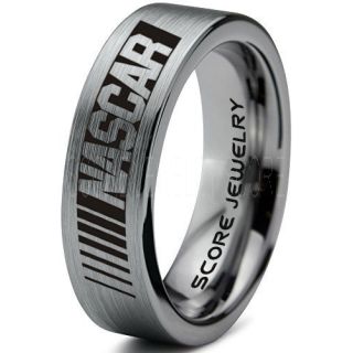 NASCAR Ring, NASCAR Jewelry, Racing Ring, Racing Flag Ring, Checkered Flag Ring, Chequered Flag Ring, Silver Tungsten Ring, Car Racing Ring, Silver Wedding Band, Silver Tungsten Ring