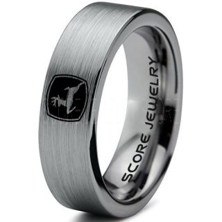 John Deere Ring, Farmer Ring, Agriculture Ring, Construction Machinery Ring, John Deere Jewelry, John Deere Machinery Ring, Farmer Tungsten Wedding Ring, Silver Tungsten Ring