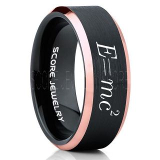 Einstein's Mass-Energy Equivalence Equation Ring, E = mc2 Ring, Science Ring, Science Jewelry, Teacher Ring, Teacher Jewelry, Black Tungsten Ring