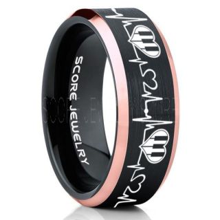 Music Ring, Music Heartbeat Ring, Music Sheet Ring, Music Jewelry, Piano Ring, Black Tungsten Ring, Black Ring, Black Wedding Band, Treble Clef Note Ring, Music Notes Ring